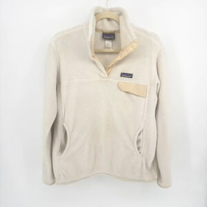 Patagonia Pullover Womens Size L White Cream Synchilla T Snap Fleece
